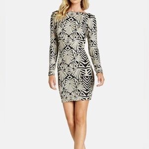 Dress The Population Lola Scoop Back Sequined Bodycon Dress - Size Small